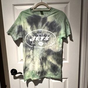 New! NY Jets Fruit of the Loom Tie-Dye Shirt in Grey and Blue. Size Small